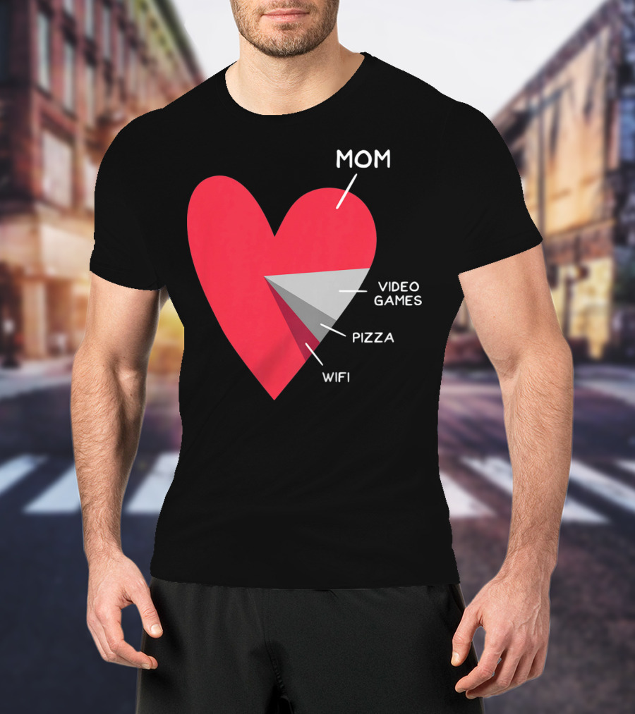 Mom Heart Video Games Pizza Wifi Pie Chart T-Shirt
