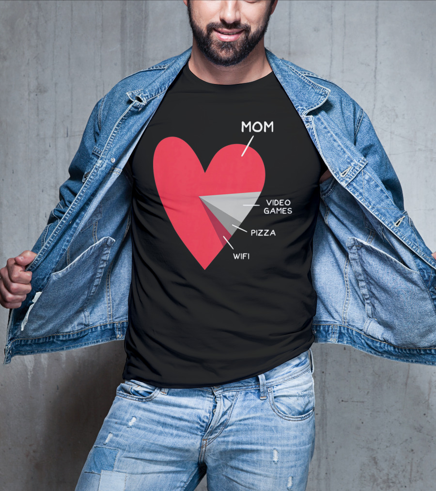 Mom Heart Video Games Pizza Wifi Pie Chart T-Shirt