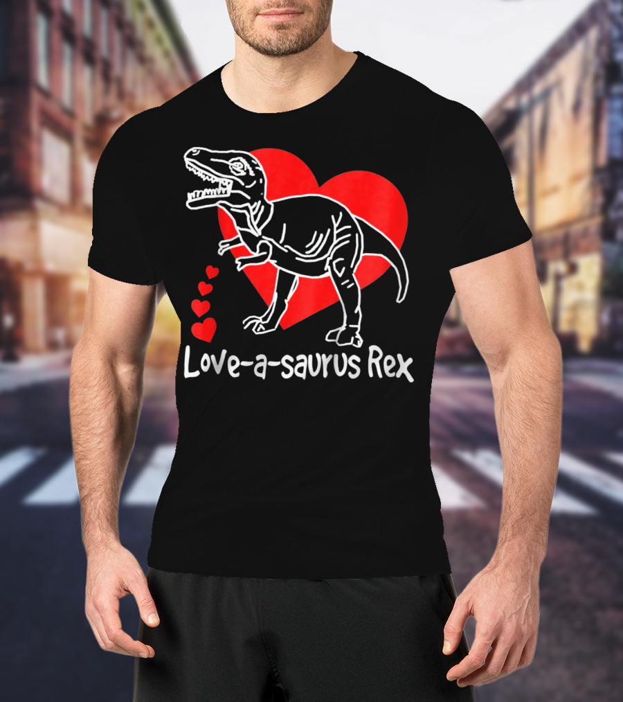 Love-a-saurus Rex Dinosaur With Red Hearts T-Shirt