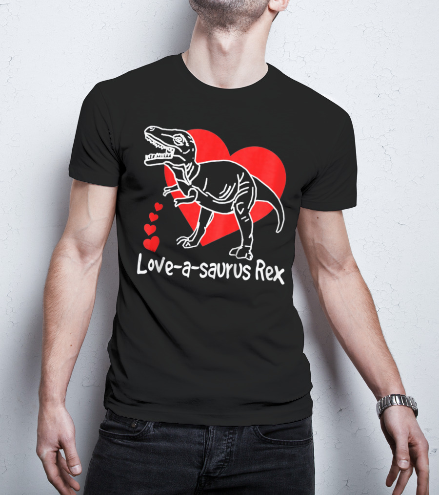 Love-a-saurus Rex Dinosaur With Red Hearts T-Shirt