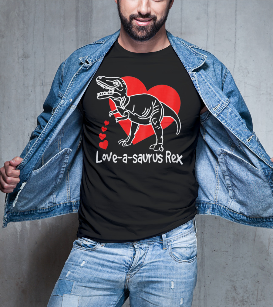 Love-a-saurus Rex Dinosaur With Red Hearts T-Shirt