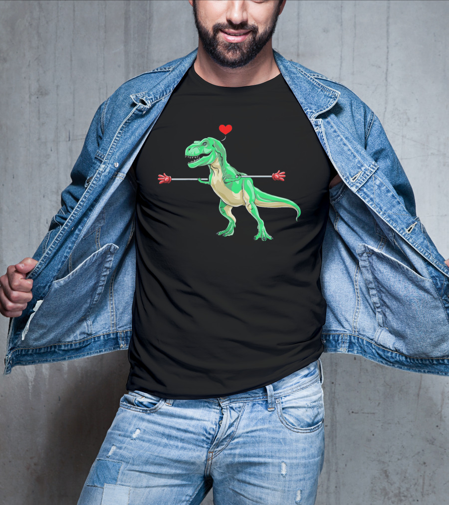 Kids Valentines Day Dinosaur Heart Arms Love T-Shirt