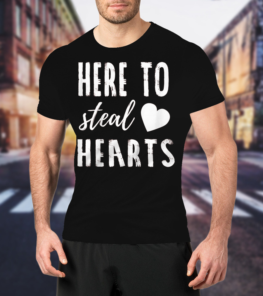 Here To Steal Hearts Kids Valentines Day T-Shirt