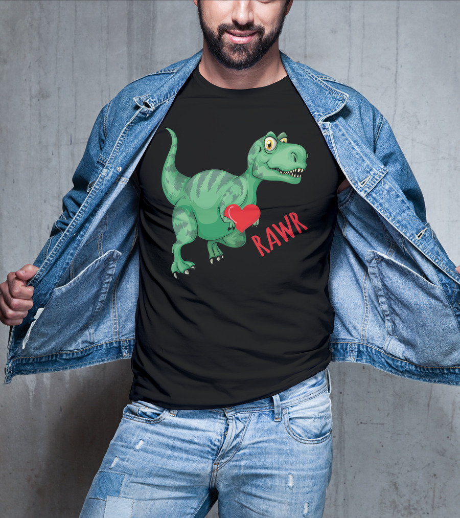 Kids Valentines Day Toddler Dinosaur Holding Heart Rawr T-Shirt