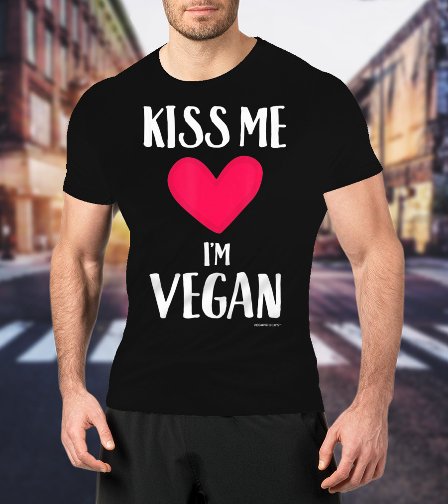 Kiss Me I'm Vegan Heart Valentine's Day Vegandocks T-Shirt