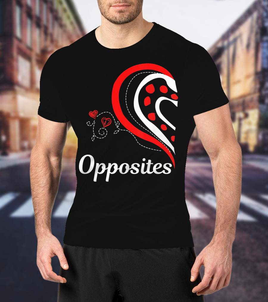 Opposites Attract Matching Couples Heart T-Shirt