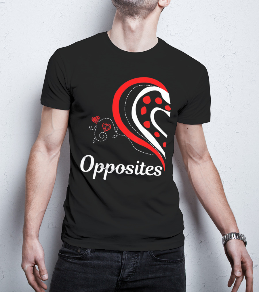 Opposites Attract Matching Couples Heart T-Shirt