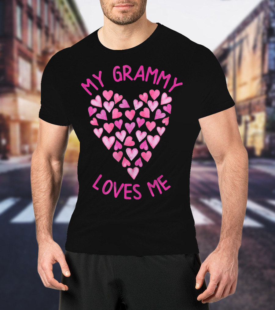 My Grammy Loves Me Pink Valentine Hearts T-Shirt