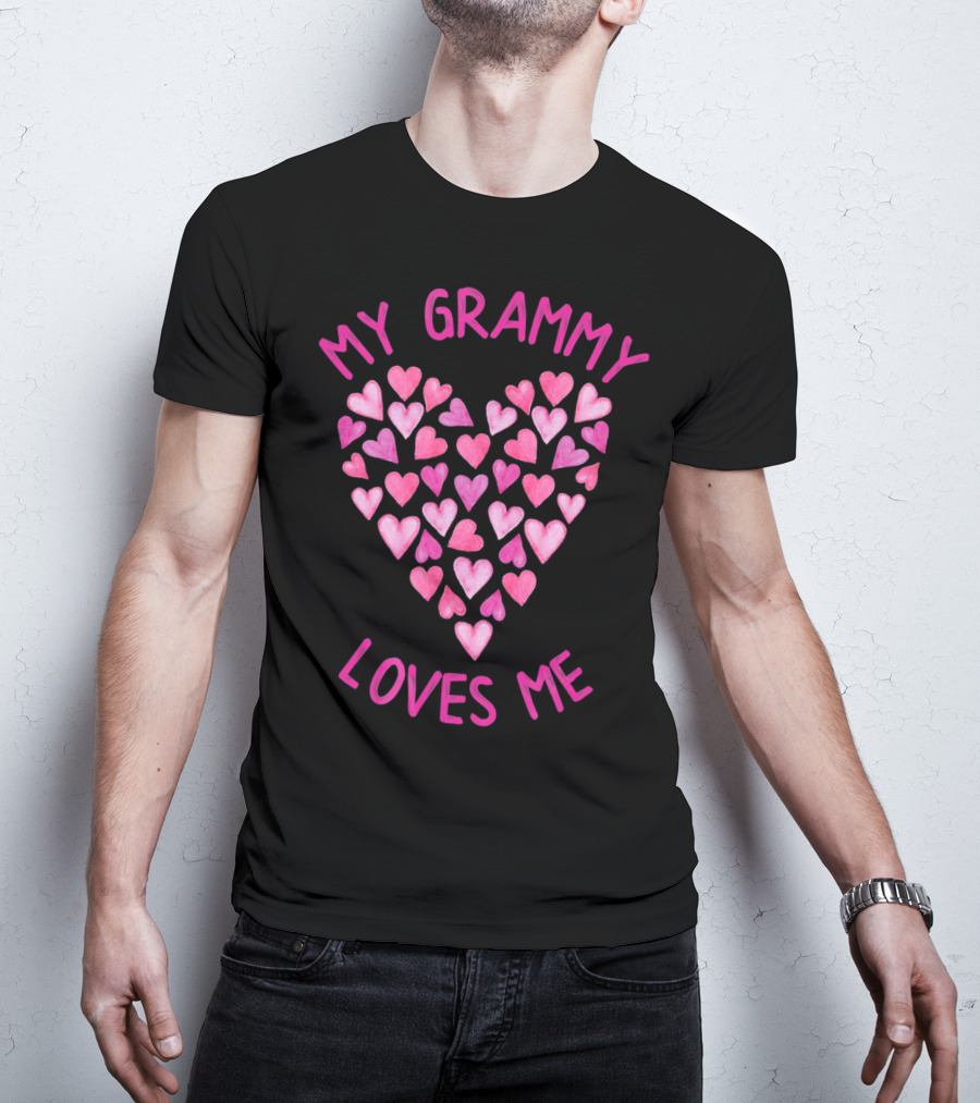My Grammy Loves Me Pink Valentine Hearts T-Shirt