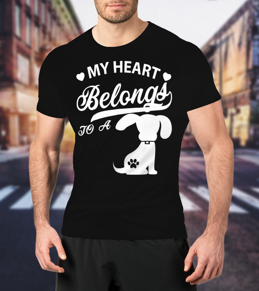 My Heart Belongs To A Dog With Paw Print And Hearts T-Shirt
