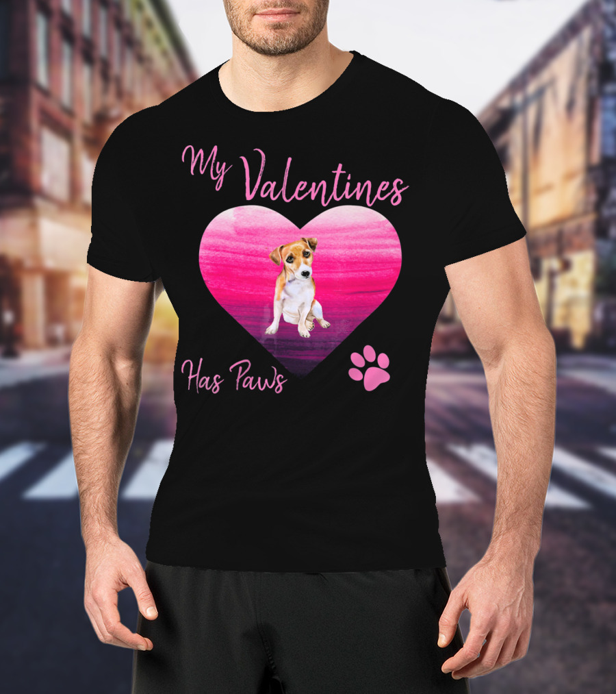 My Valentines Has Paws Jack Russell Terrier Dog Heart Valentine T-Shirt