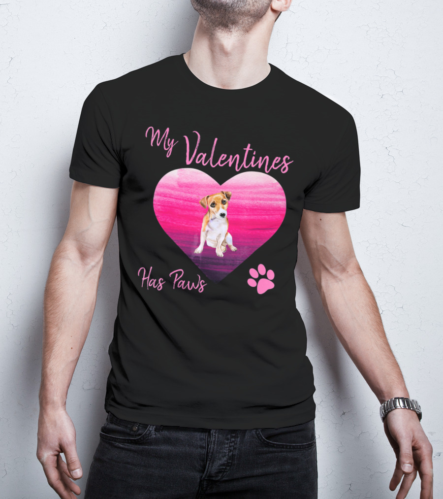 My Valentines Has Paws Jack Russell Terrier Dog Heart Valentine T-Shirt