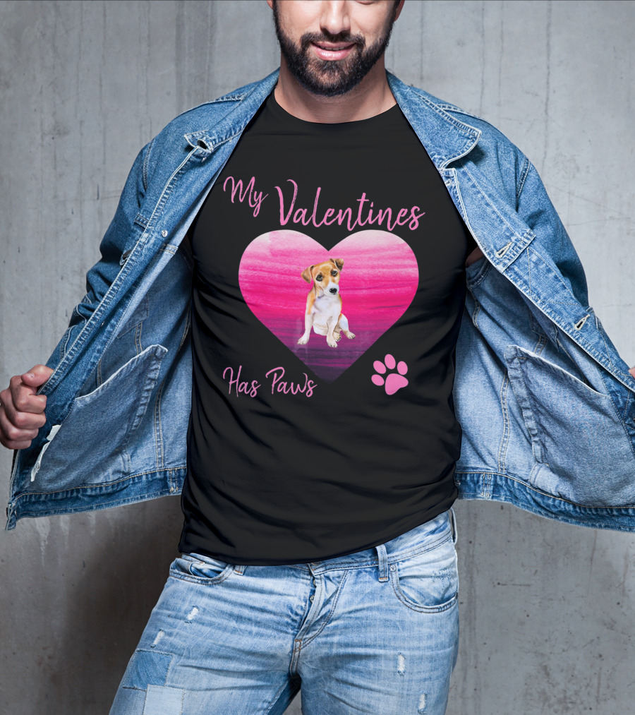 My Valentines Has Paws Jack Russell Terrier Dog Heart Valentine T-Shirt