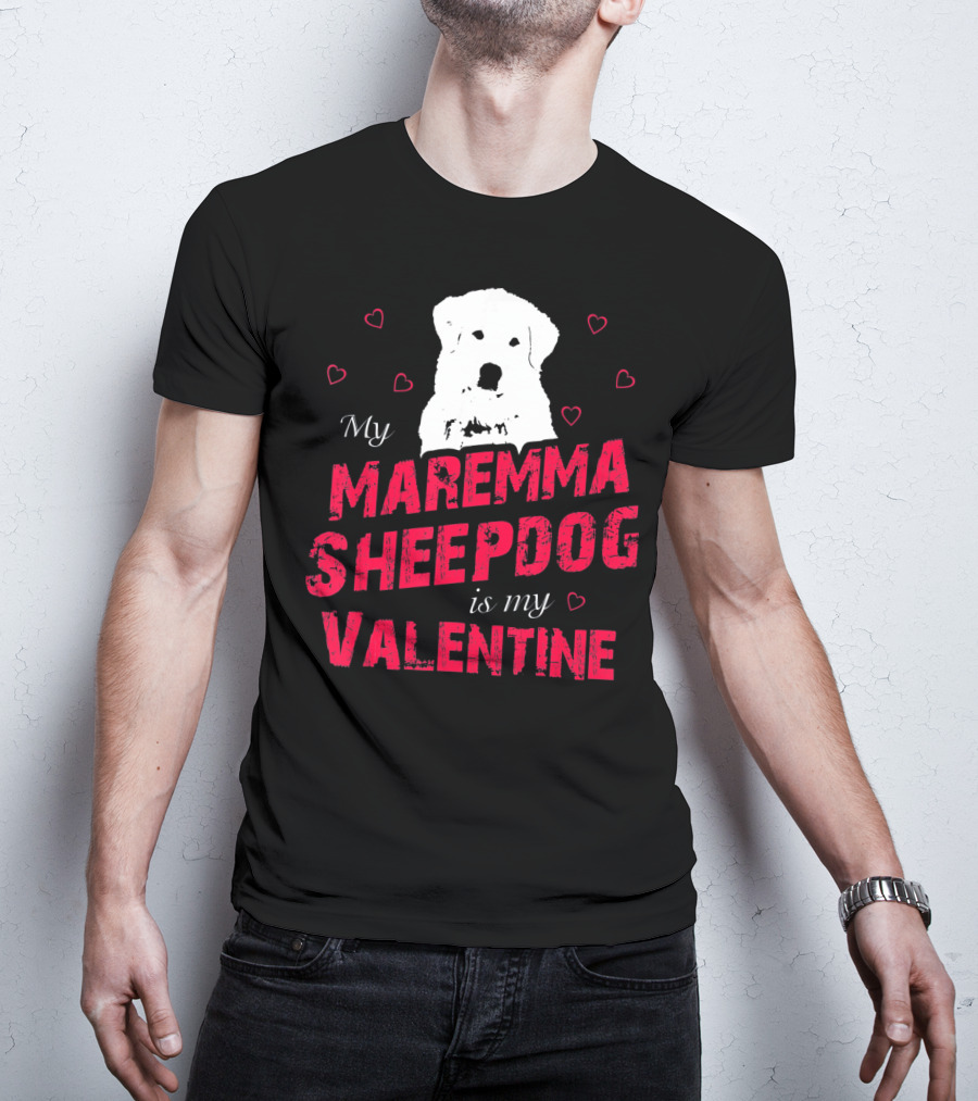 Maremma Sheepdog Valentine Love With Heart Accents T-Shirt