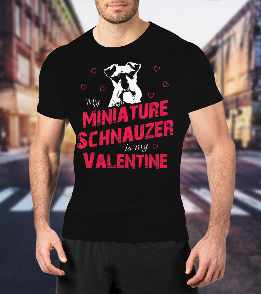 My Miniature Schnauzer Is My Valentine With Hearts T-Shirt