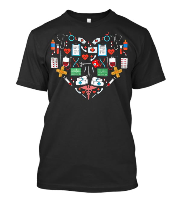 Nurse Heart Valentine's Day Medical Symbols T-Shirt