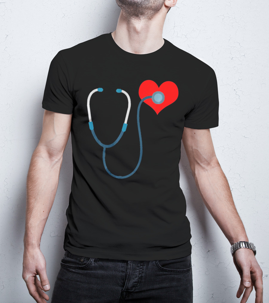 Nurse Valentine's Day Heart Stethoscope T-Shirt