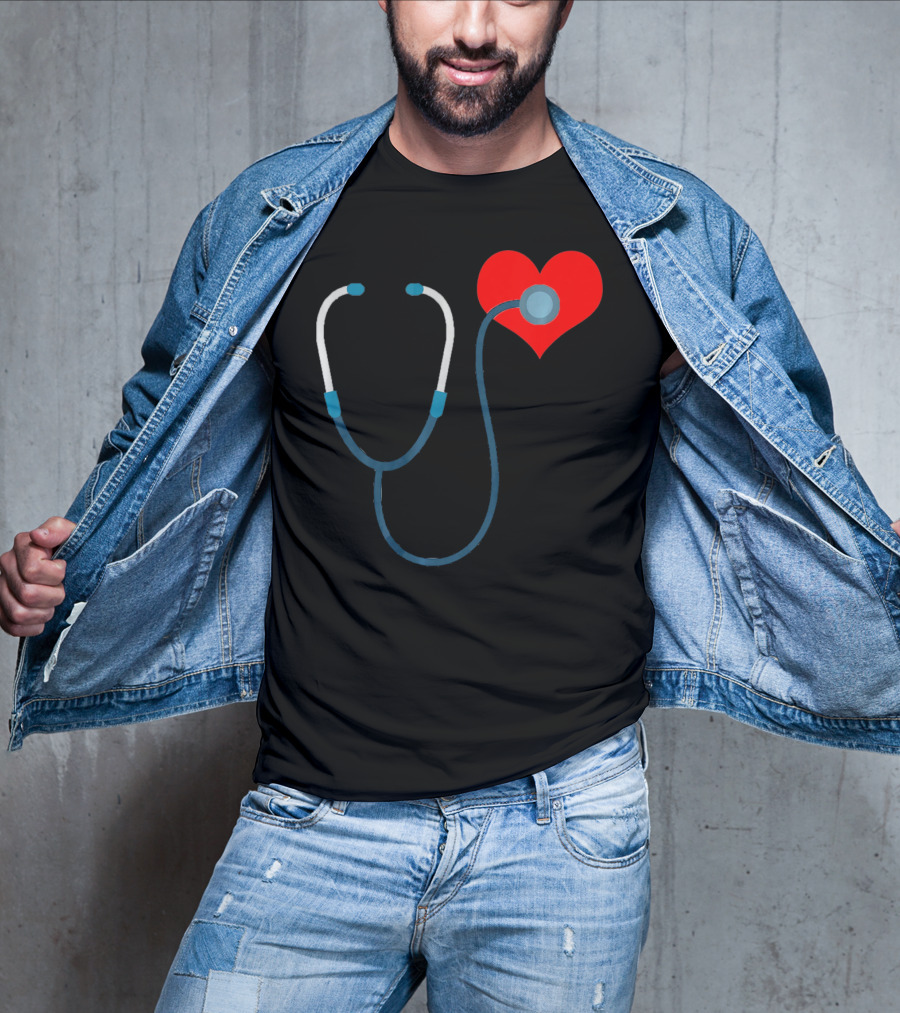 Nurse Valentine's Day Heart Stethoscope T-Shirt