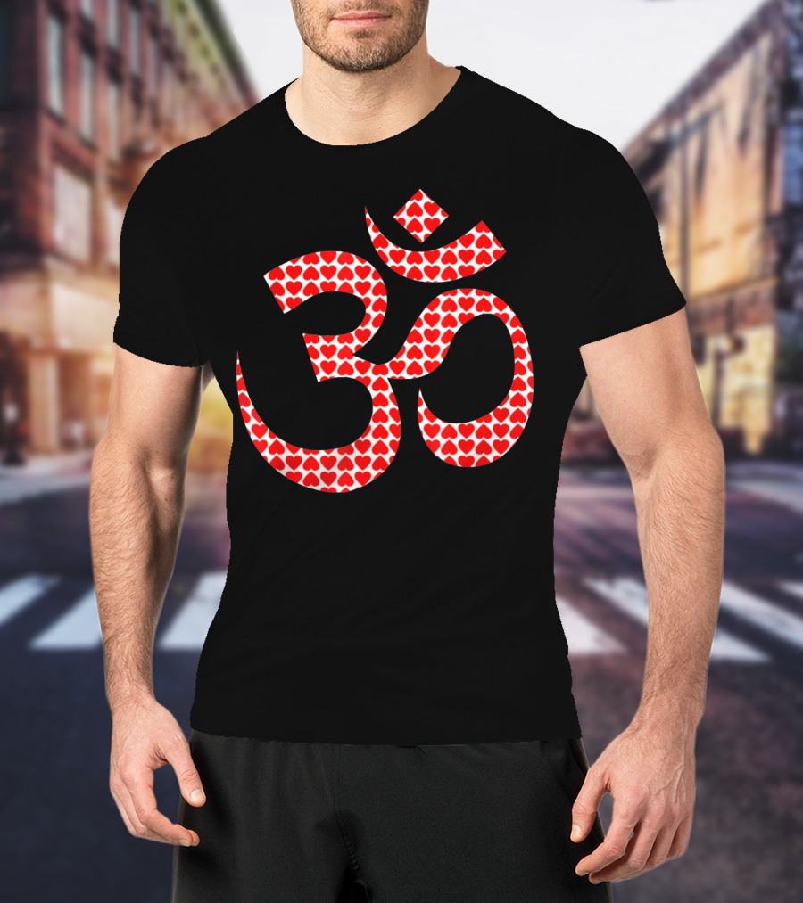 Om Heart Pattern Symbol Yoga T-Shirt