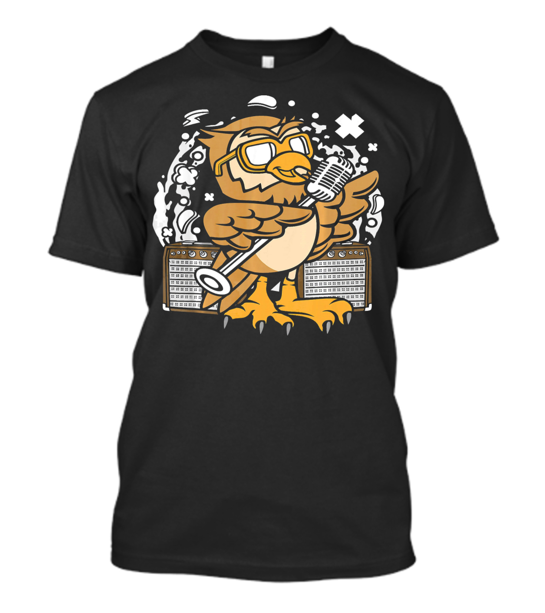 Owl Singer Microphone Glasses Music Performance T-Shirt