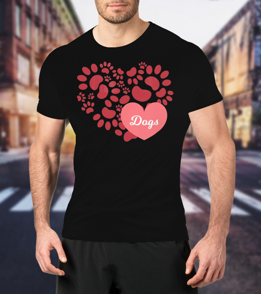 Paw Print Heart Dogs Mom And Pet T-Shirt
