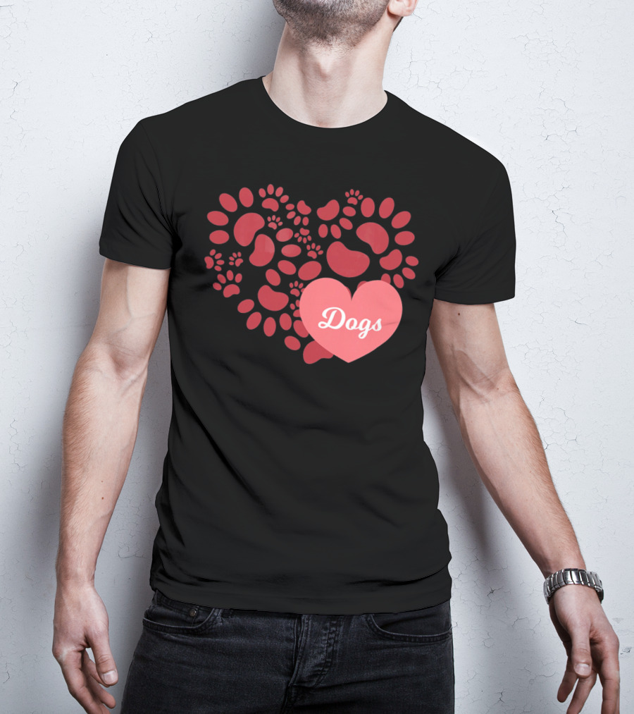 Paw Print Heart Dogs Mom And Pet T-Shirt