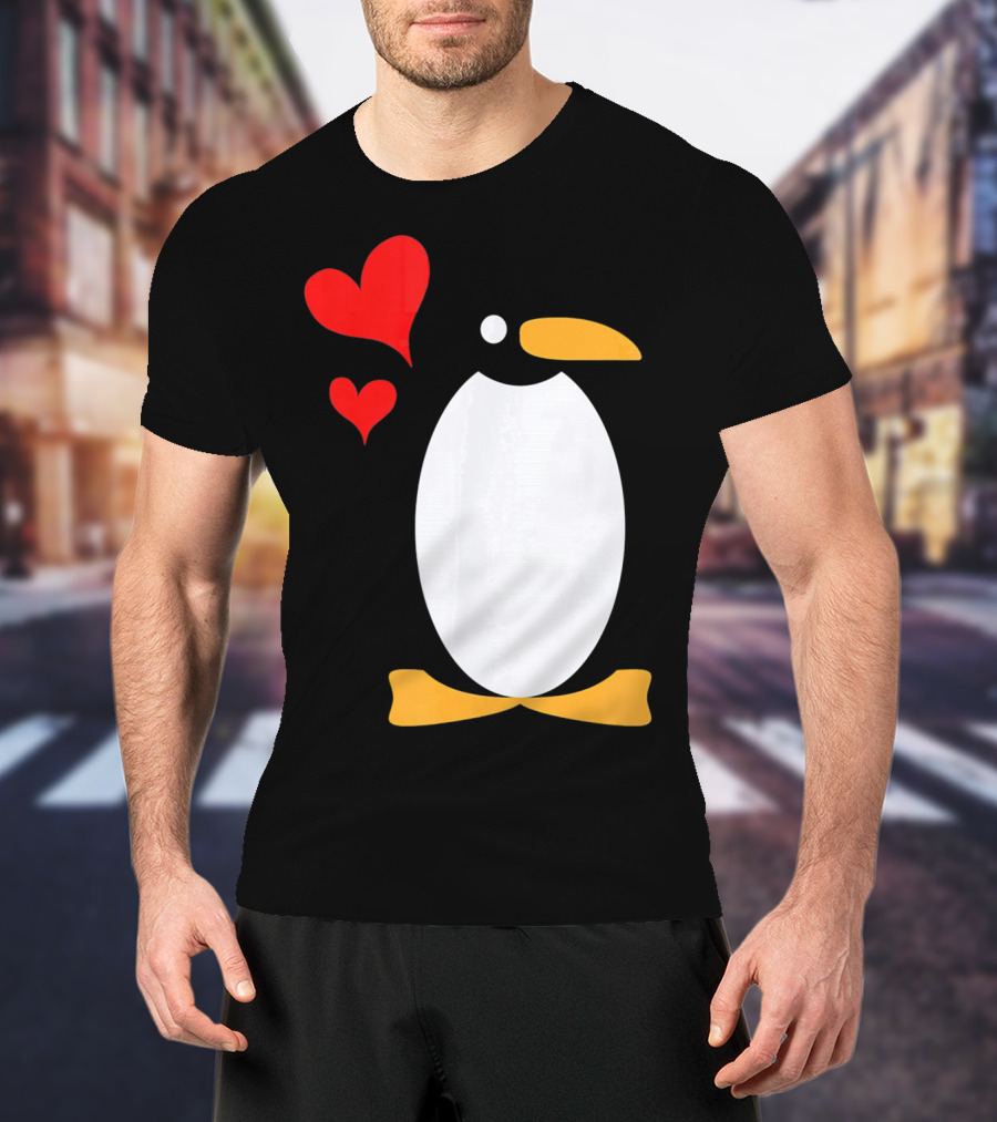 Penguin With Red Hearts T-Shirt