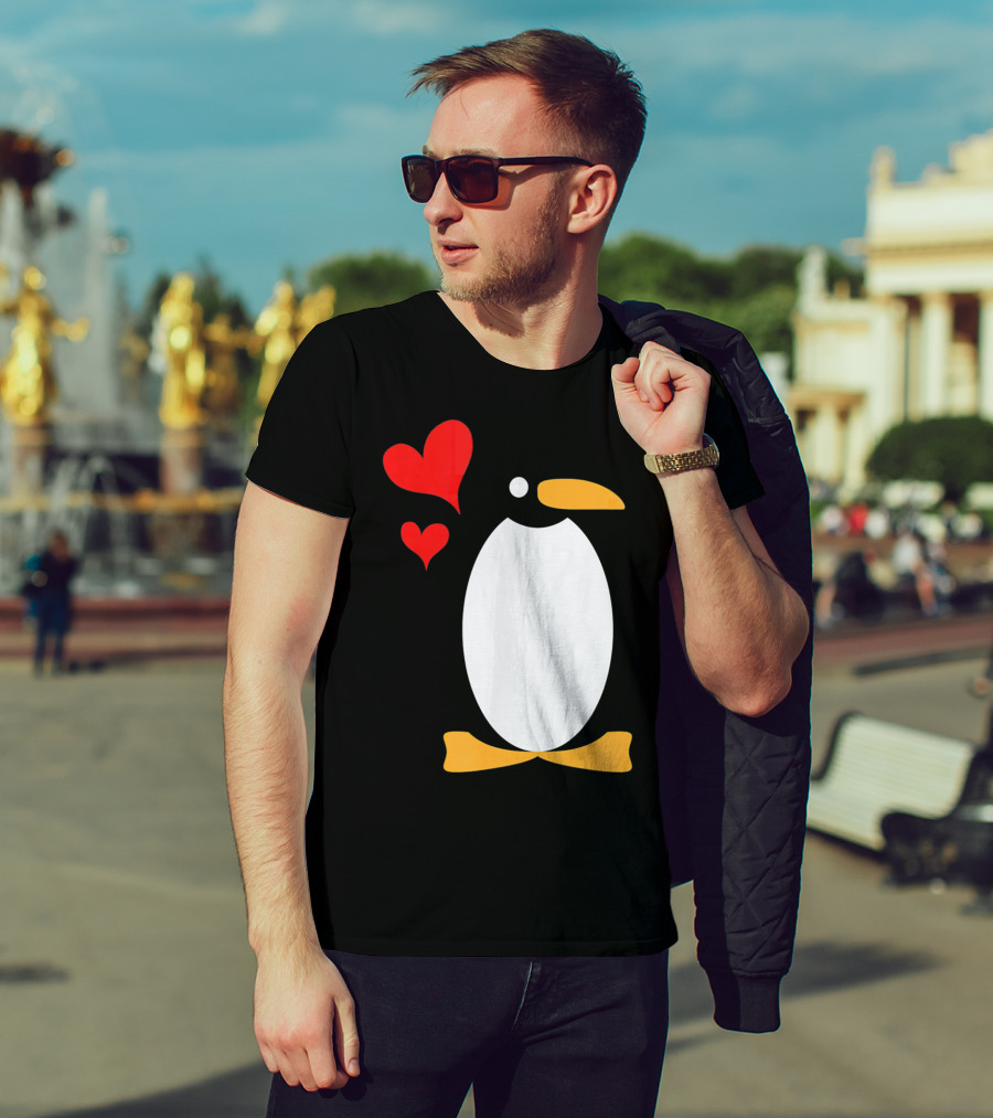 Penguin With Red Hearts T-Shirt