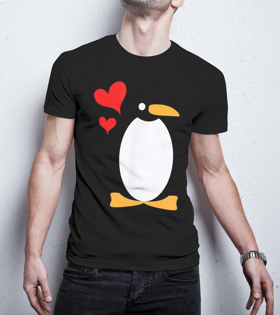 Penguin With Red Hearts T-Shirt
