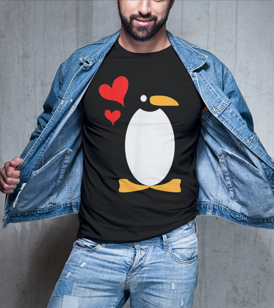 Penguin With Red Hearts T-Shirt