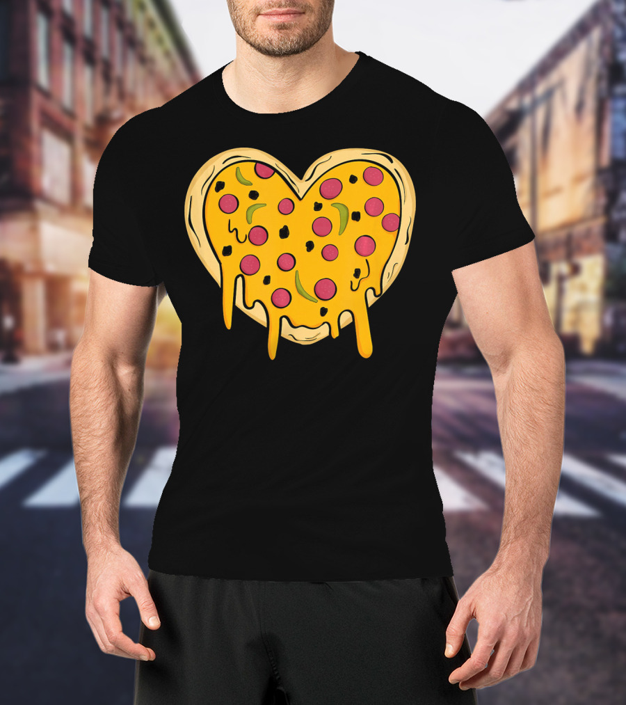 Pepperoni Pizza Heart Valentine's Day T-Shirt