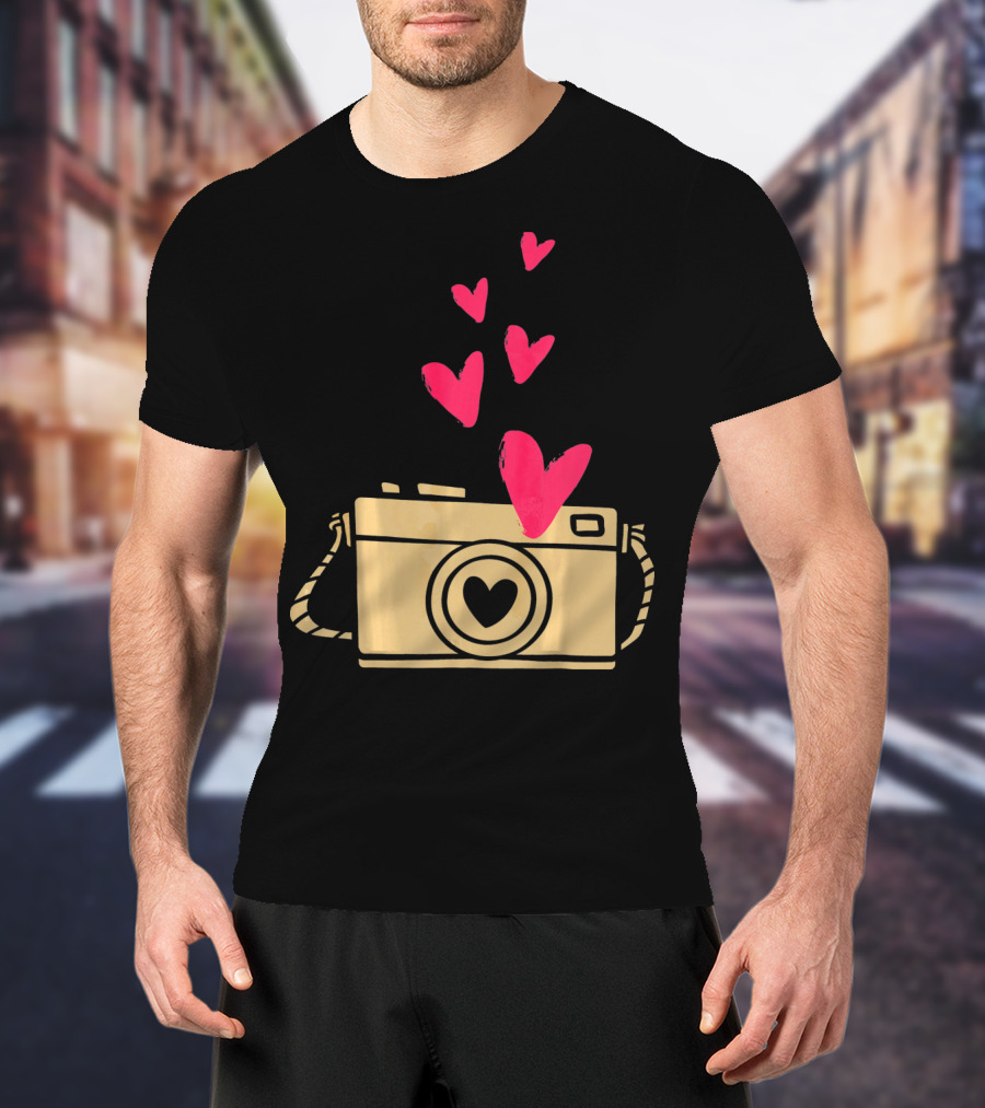 Love Camera Hearts Valentine's Day Photographers T-Shirt