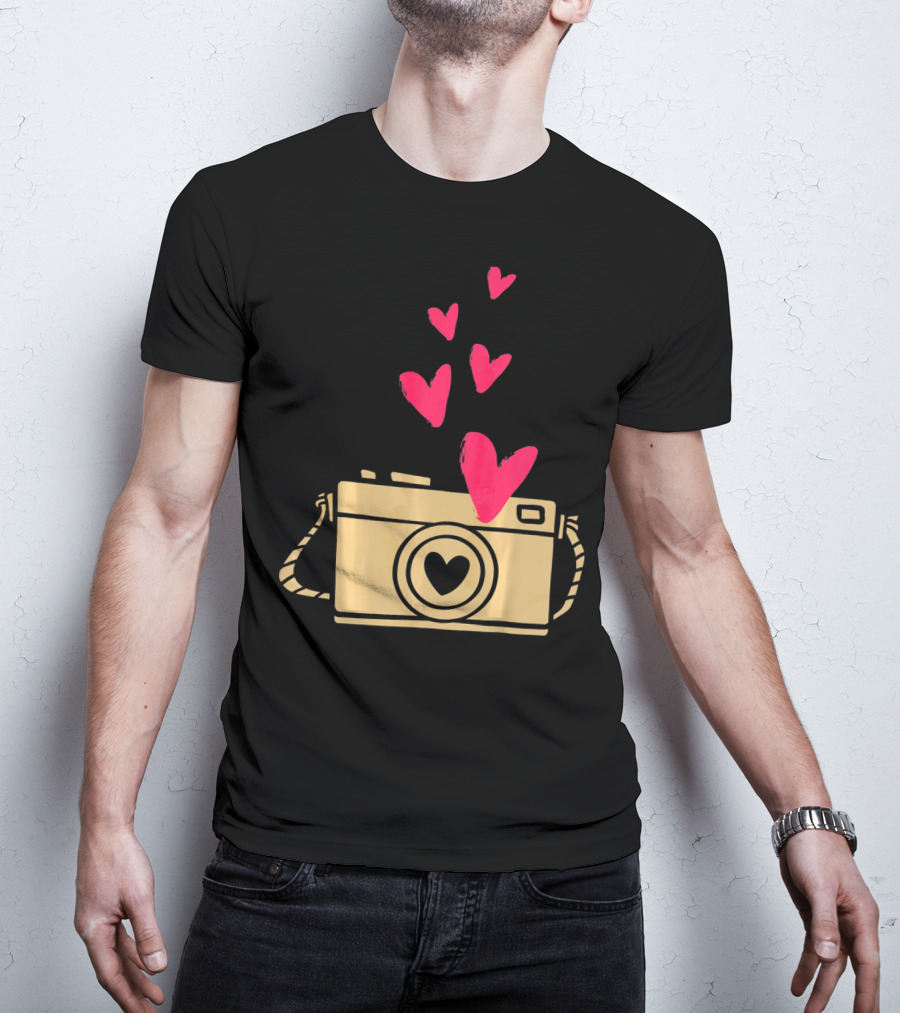 Love Camera Hearts Valentine's Day Photographers T-Shirt