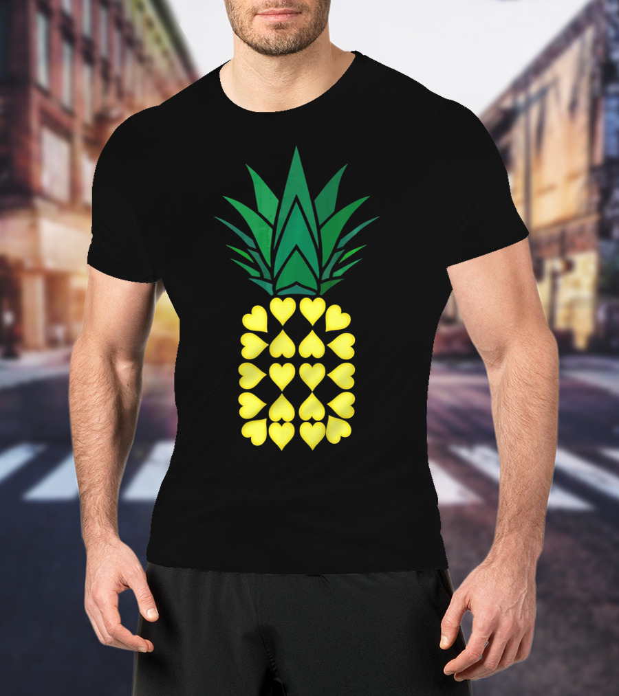 Pineapple Heart Pattern Valentine Day T-Shirt