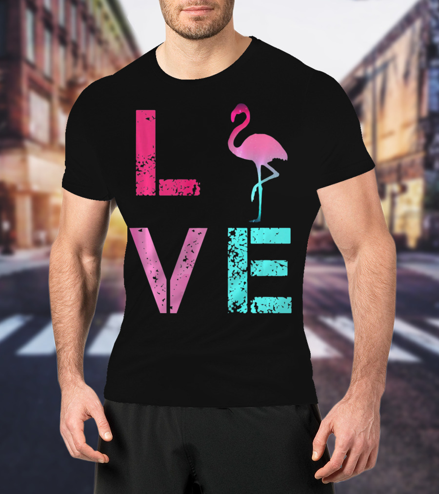 LOVE Pink Flamingos Valentine T-Shirt