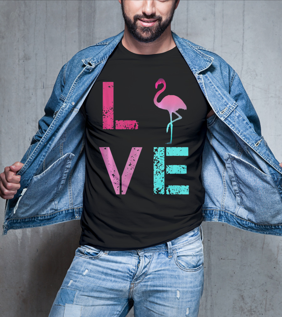 LOVE Pink Flamingos Valentine T-Shirt