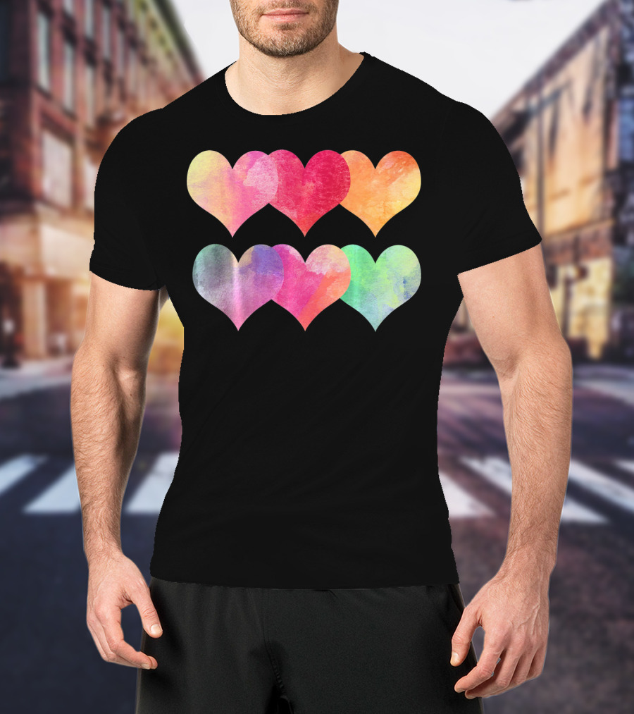 Adorable Pastel Hearts Valentines Day Love T-Shirt