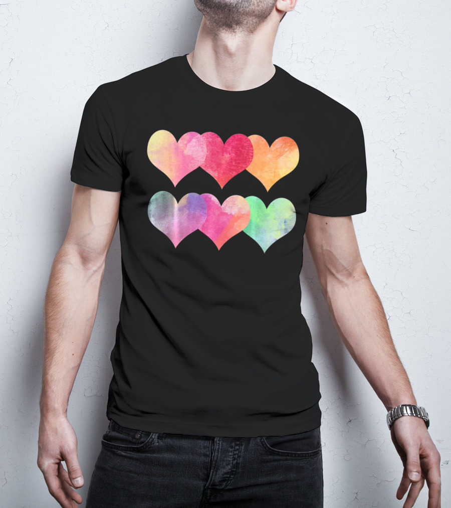 Adorable Pastel Hearts Valentines Day Love T-Shirt