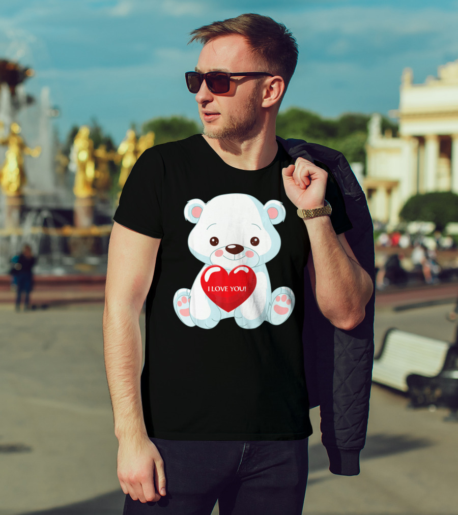 Polar Bear Holding Heart I Love You T-Shirt