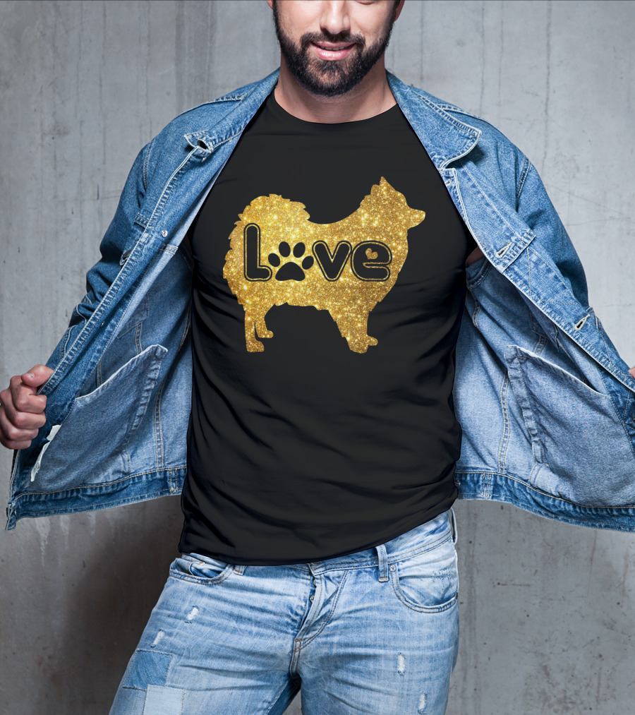 Pomeranian Love Gold Sparkle Paw Valentine T-Shirt
