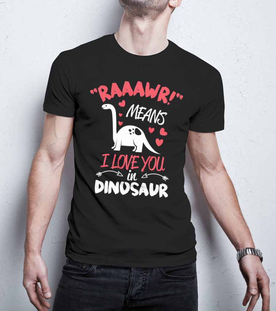 Raawr Means I Love You In Dinosaur Valentine T-Shirt
