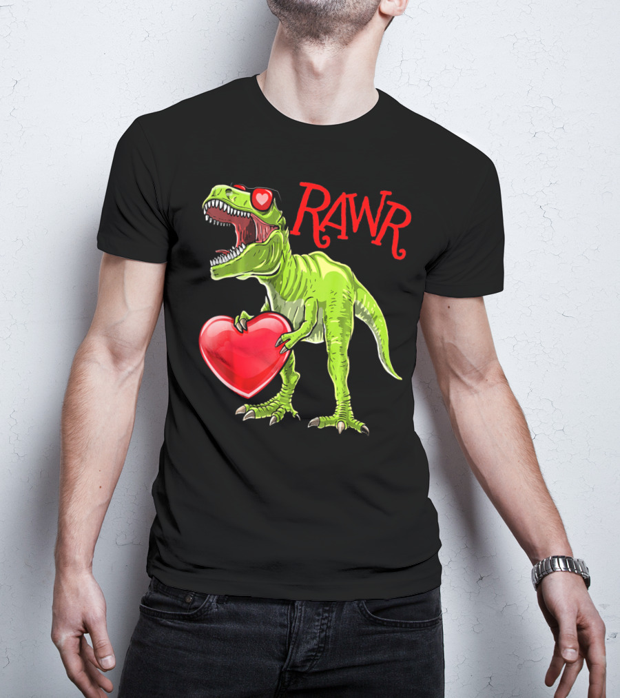 Rawr Valentine's Day T-Rex Dinosaur With Heart T-Shirt