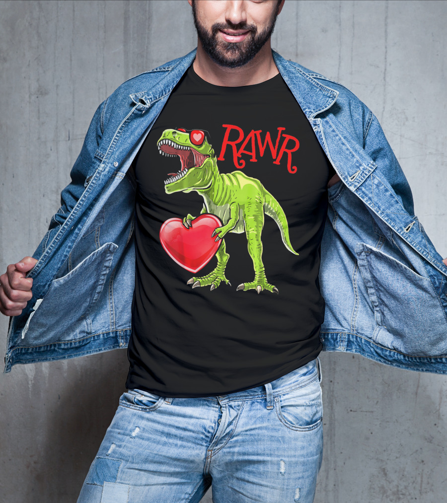 Rawr Valentine's Day T-Rex Dinosaur With Heart T-Shirt