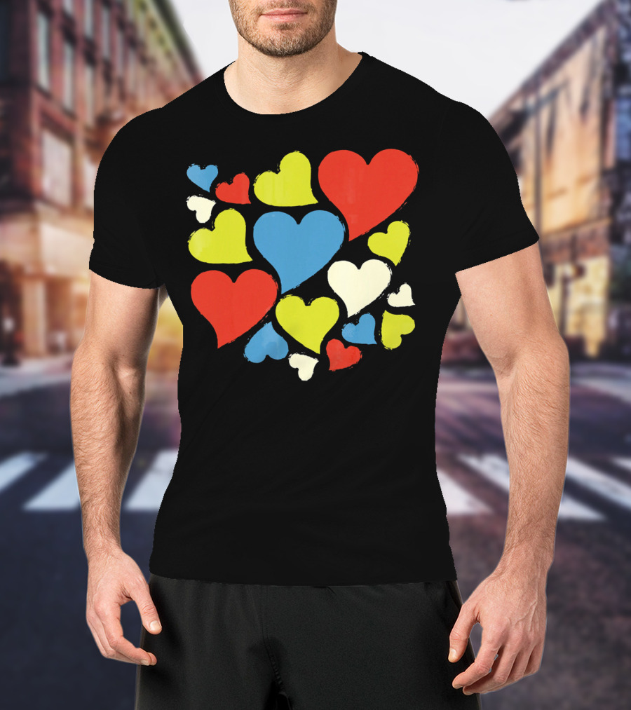 Retro Multicolor Hearts For Valentine's Day T-Shirt