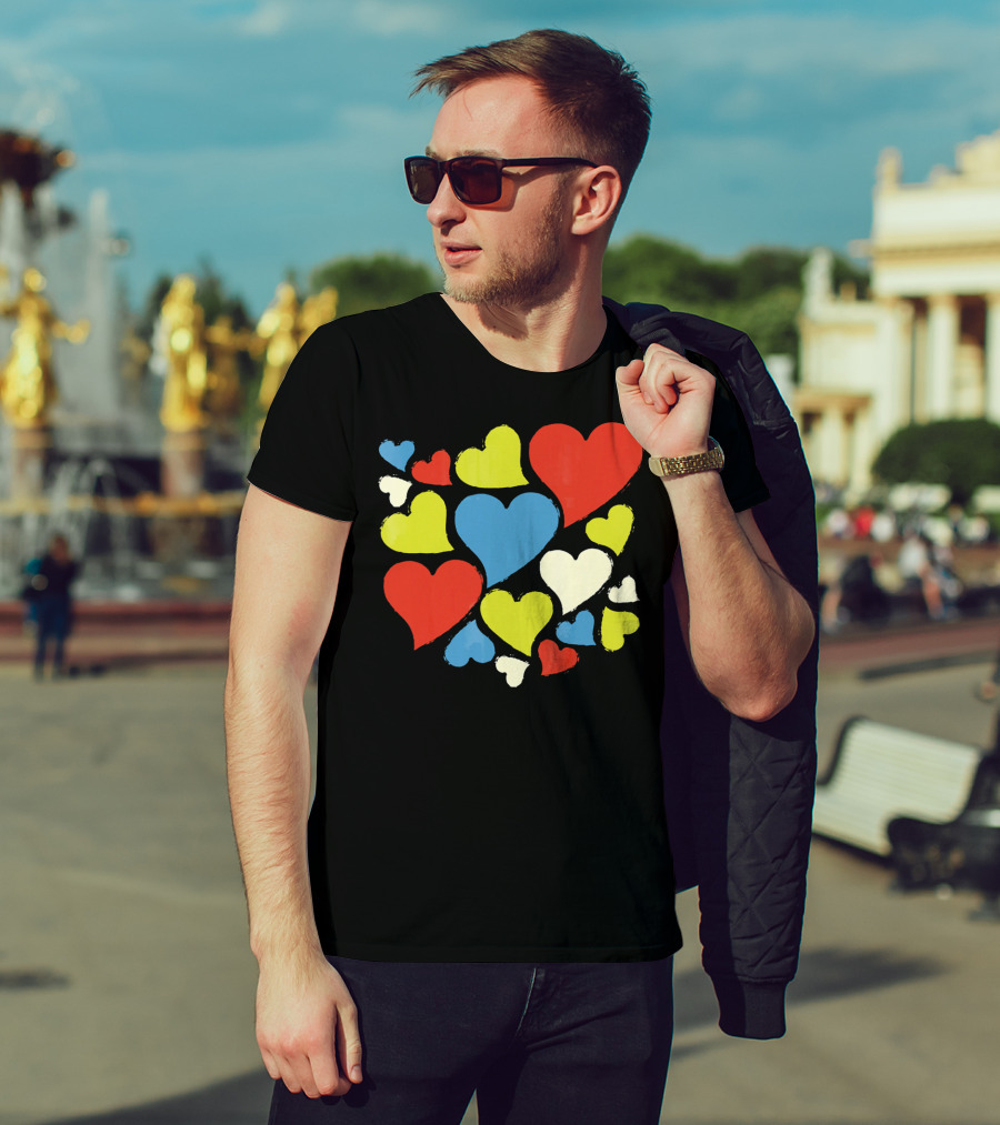 Retro Multicolor Hearts For Valentine's Day T-Shirt