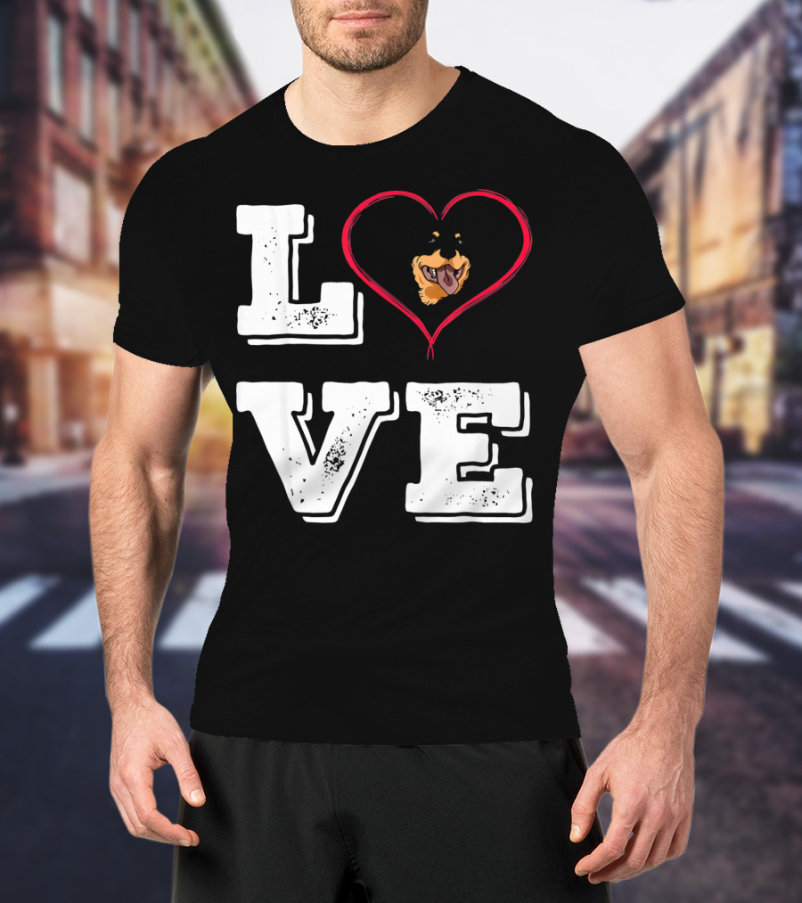 LOVE Rottweiler Lover Dog Heart Face T-Shirt