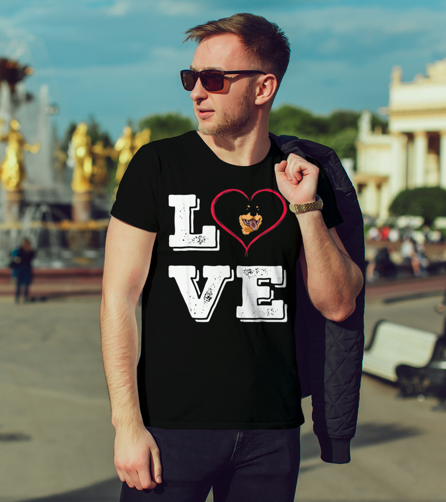 LOVE Rottweiler Lover Dog Heart Face T-Shirt