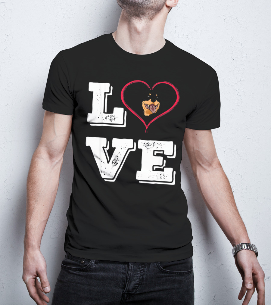LOVE Rottweiler Lover Dog Heart Face T-Shirt