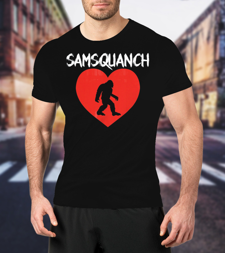 Samsquanch Heart Silhouette Valentines Day T-Shirt