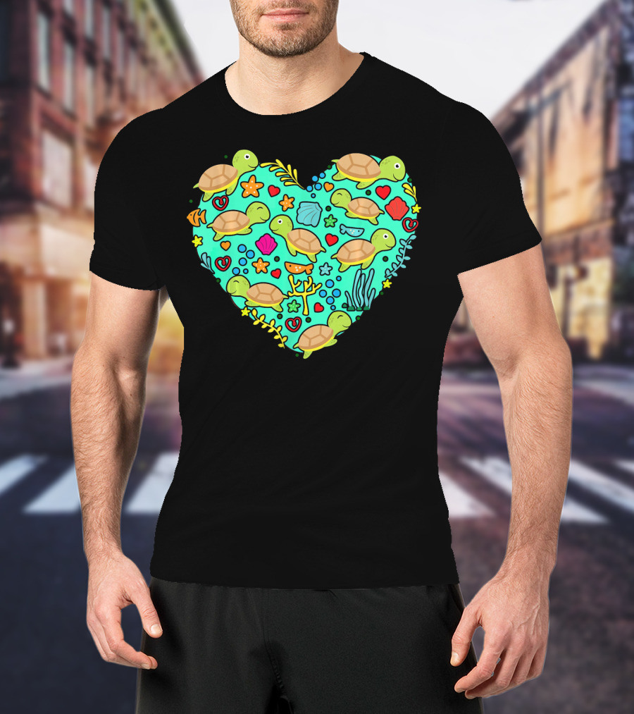 Sea Turtle Heart Valentine's Day T-Shirt